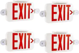 Gruenlich LED Exit Sign Combo with Emergency Lights, Adjustable Heads and Double Sided, Battery Backup, UL 924 Qualified, AC 120-277V, Commercial Emergency Exit Light for Business- 4 Pack Gruenlich LED Exit Sign Combo with Emergency Lights, Adjustable Heads and Double Sided, Battery Backup, UL 924 Qualified, AC 120-277V, Commercial Emergency Exit Light for Business- 4 Pack
