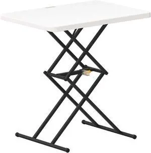 28 inch Quick Pop Up Table, One-Handed Height Adjustment, 3 Heights, No Assembly, Multi-Functional Personal Folding Table, TV Tray, Portable Dinner Table, 1 Pack, White Zeta X1 Pro