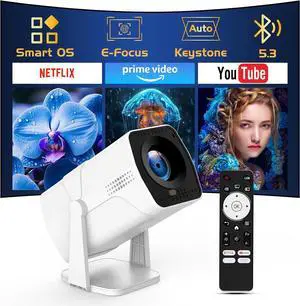 Netflix Officially Licensed Projector with Built in Apps, 1080P Movie Projector with WiFi and Bluetooth, Electric Focus & Auto Keystone, 270° Rotatable Outdoor Projector for Phone/PC/HDMI/USB