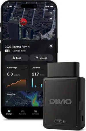 GPS Vehicle Tracker with Real-Time Location | OBD2 Wireless Scanner, AI-Powered Diagnostic Tool for Check Engine Light & 9000+ Error Codes Track Driving Habits, Battery Fuel Usage