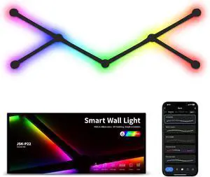 Smart Wall Light Lines, WiFi RGB LED Bars, 16M+ Color Dimmable Music Sync DIY Home Decor for Gaming Party Streaming Lovers, Compatible with Alexa & Google Assistant (6 Lines, Black) Smart Wall Light Lines, WiFi RGB LED Bars, 16M+ Color Dimmable Music Sync DIY Home Decor for Gaming Party Streaming Lovers, Compatible with Alexa & Google Assistant (6 Lines, Black)