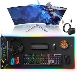 Wireless Charging Mouse Pad, RGB Gaming Mousepad, 35.4" x 15.8" Extra Large Waterproof Keyboard Desk Pad, Cool Computer Desk Mat, Black (Includes 20W PD Power Adapter & 6.56ft Woven Cable) Wireless Charging Mouse Pad, RGB Gaming Mousepad, 35.4" x 15.8" Extra Large Waterproof Keyboard Desk Pad, Cool Computer Desk Mat, Black (Includes 20W PD Power Adapter & 6.56ft Woven Cable)