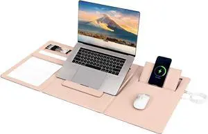 4-in-1 Laptop Stand for Desk Built-in Wireless Charging Pad, 15W, Qi-Certified, PU Leather Wireless Charging Mouse Pad, Laptop Holder on Top of Desks for Office 4-in-1 Laptop Stand for Desk Built-in Wireless Charging Pad, 15W, Qi-Certified, PU Leather Wireless Charging Mouse Pad, Laptop Holder on Top of Desks for Office
