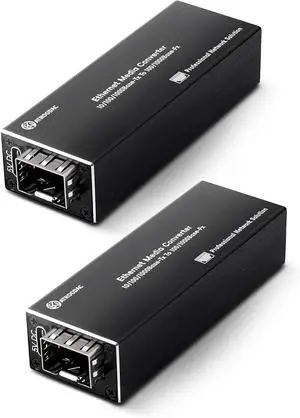 Mini A Pair of Gigabit Fiber Media Converter Plug and Play Fiber to Ethernet 10/100/1000Base-Tx RJ45 to 100/1000BASE-SX SFP Slot Compact Ethernet Converter Support POE Power