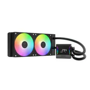 CHIONE E4 240mm AIO CPU Water Cooler, Real-time Digital Display Patented PWM Pump, Hidden Cable Design, ARGB PWM Fan w/MB Sync, LGA 1700/1200, AM5/AM4, Black CHIONE E4 240mm AIO CPU Water Cooler, Real-time Digital Display Patented PWM Pump, Hidden Cable Design, ARGB PWM Fan w/MB Sync, LGA 1700/1200, AM5/AM4, Black