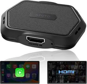 AD1 Wireless Carplay Box Adapter with HDMI Input 2 in 1 Dongle for Wired CarPlay Cars Plug & Play Multimedia Hub for TV Box/Game Console/DVD/Blu-ray Bluetooth 5.2 OTA Updates Black