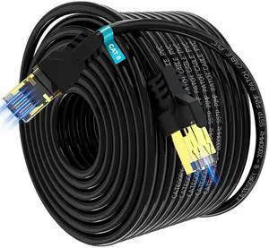Cat 8 Ethernet Cable 200ft High Speed 40Gbps,2000Mhz,26AWG,Gold Plated RJ45 Connector,for Outdoor&Indoor Weatherproof UV,for/PC/Modem/Router/Gaming,Faster Than Cat7/Cat6/Cat5