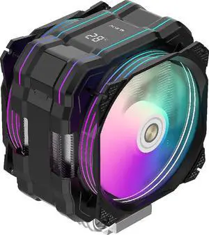 M120D Plus Black CPU Cooler with Temperature Display, Dual ARGB & PWM Fans, 6 Copper Heat Pipes, Compatible with  LGA1700/1200/115X/2011/2066/1366 and AM4/AM5 (Black)