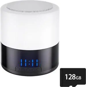 3-in-1 Security Camera with 128GB SD Card, Bluetooth Speaker & Night Light, 1080P Wireless Indoor Camera, AI Motion Detection, Night Vision, Cloud Storage, Pet/Baby Monitor