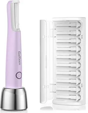 Sonic Dermaplaning Tool for Women, Rechargeable Face Dermaplane Razor Sonic Edge Technology for Facial Hair, Exfoliating and Peach Fuzz, 10 Rell Blades Purple