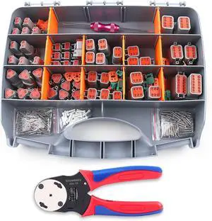 338pcs DT Deutsch Connector Kit - 2/3/4/6/8/12 Pin Connectors, Deutsch Crimping Tool, Removal Tool, Waterproof Automotive Electrical Connector