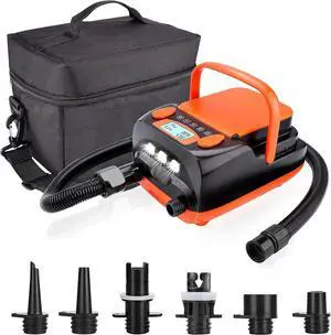 Electric Air Pump Digital 16PSI 12V Rechargeable SUP Electric Air Pump Compressor, Quick Air Inflator/Deflator, Portable Electric High Pressure Air Pump for Air Mattresses, Inflatable Boats