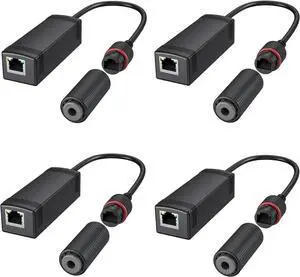 4pcs 48v to 24-Volt Converter, 48V Power Over Ethernet Adapter Convert to 24V POE Adapter for Surveillance Camera, CCTV Cameras, IP Cameras, and Wireless AP Wireless Bridge