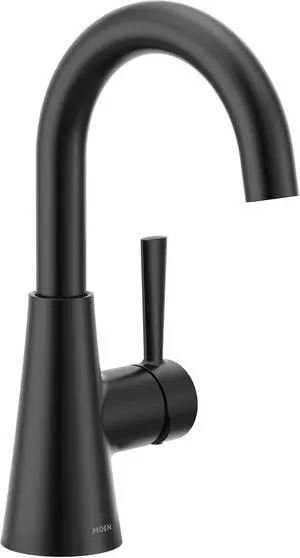 Ronan Matte Black One-Handle Single Hole Modern Bathroom Sink Faucet with Optional Deckplate and Spring Loaded Drain Assembly, 84021BL Ronan Matte Black One-Handle Single Hole Modern Bathroom Sink Faucet with Optional Deckplate and Spring Loaded Drain Assembly, 84021BL