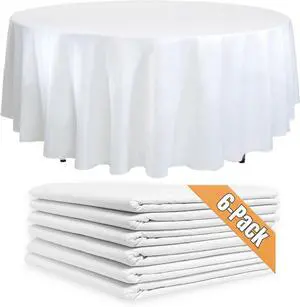 6-Pack White Round Paper Tablecloths - 82in Paper Table Cloths for Parties Disposable - Disposable White Tablecloth Round Cover with Plastic Backing 6-Pack White Round Paper Tablecloths - 82in Paper Table Cloths for Parties Disposable - Disposable White Tablecloth Round Cover with Plastic Backing