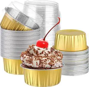 600 Pack Mini Cake Pans With Lids, Individual Cupcake Containers 5oz Gold Alluminum Cups, Dessert Cups with Lids for Holiday Party Cake Baking Sales Mini Storage Box Stackable Portable 600 Pack Mini Cake Pans With Lids, Individual Cupcake Containers 5oz Gold Alluminum Cups, Dessert Cups with Lids for Holiday Party Cake Baking Sales Mini Storage Box Stackable Portable