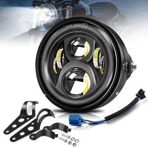 7" inch LED Motorcycle Headlight Round With Housing Bucket Hi/Low Beam LED Headlamp Assem with Mounting Bracket fit 1.37" to 1.69" Fork Tube Motorcycle for H-arley Yamaha Honda Suzuki Kawasaki 7" inch LED Motorcycle Headlight Round With Housing Bucket Hi/Low Beam LED Headlamp Assem with Mounting Bracket fit 1.37" to 1.69" Fork Tube Motorcycle for H-arley Yamaha Honda Suzuki Kawasaki