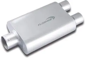 Universal Mufflers Performance Automotive Exhaust Aluminized Steel Muffler Dual Chamber 3" center inlet (ID) 2.5" dual outlet (ID) FH430402 Universal Mufflers Performance Automotive Exhaust Aluminized Steel Muffler Dual Chamber 3" center inlet (ID) 2.5" dual outlet (ID) FH430402