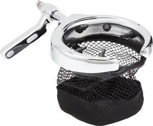 1462 Motorcycle Handlebar Accessory: Universal Drink/Cup Holder with Mesh Basket for Clutch/Brake Perch Mount, Chrome 1462 Motorcycle Handlebar Accessory: Universal Drink/Cup Holder with Mesh Basket for Clutch/Brake Perch Mount, Chrome