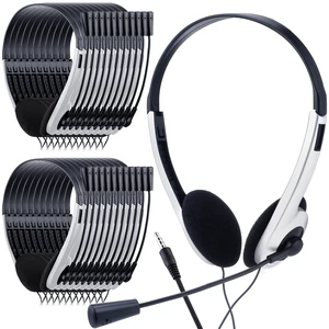 Yunsailing 30 Pack Classroom Headphones with Mic, White, Plastic Stem Yunsailing 30 Pack Classroom Headphones with Mic, White, Plastic Stem