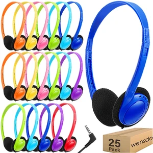 Wensdo Bulk Headphones 25 Pack for Classroom School Kids, Wholesale Wired Adjustable Earphones Class Set for Children Toddler Teens Boys Girls and Adult 3.5mm Jack Multi Color (HY103,25 Mixed) Wensdo Bulk Headphones 25 Pack for Classroom School Kids, Wholesale Wired Adjustable Earphones Class Set for Children Toddler Teens Boys Girls and Adult 3.5mm Jack Multi Color (HY103,25 Mixed)