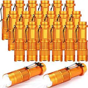 20 Pieces LED Flashlight Mini 3 Mode Tactical Torch Small Water Resistant Pocket Flash Light Adjustable Focus Light Pen for Men Father Indoor Outdoor Hiking(Orange) 20 Pieces LED Flashlight Mini 3 Mode Tactical Torch Small Water Resistant Pocket Flash Light Adjustable Focus Light Pen for Men Father Indoor Outdoor Hiking(Orange)