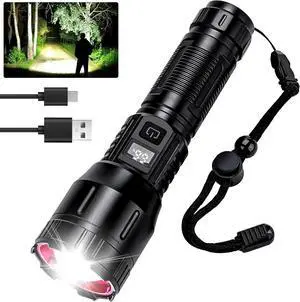 Rechargeable Flashlight High Lumens 990,000L, Very Bright LED Handheld Tactical Flash Light, Powerful Battery Strong Flashlight with USB C, 3 Modes, Zoomable, USB Output for Home, Emergency