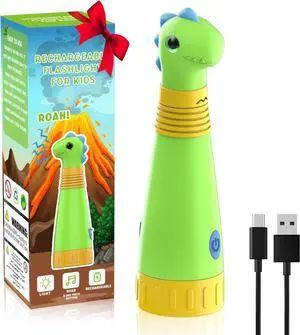 COSOOS Rechargeable Dinosaur Flashlight for Kids, Roar Mode, Kids Flashlight Toys, Outdoor Camping Gear Accessories, Birthday Gift Easter Basket Stuffers for Kids 3 4 5 6 7 8 9 10 Years Boys Girls