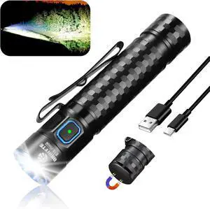 Brinyte E18 Rechargeable LED Flashlight Work Light with Magnetic Base for Hands-Free Lighting, 1200 Lumens Compact Bright EDC Pocket Light, IP68 Waterproof for Home, Outdoors, and Emergency