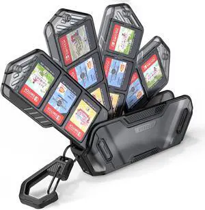Mumba 12 Switch Game Card Case Holder for Nintendo Switch Game Cards, Portable and Exquisite Protective Hard Shell with 4 Layer Rotatable Holder for Nintendo Switch 2/Switch/Switch OLED/Lite (Black)