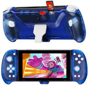NexiGo Hall Effect Gripcon with Kickstand and HDMI Out for TV Docking, Hall Sensing Joystick for Switch/Switch OLED, Handheld Mode, 4K/1080P Supported HDMI and USB 3.0 Port, Blue