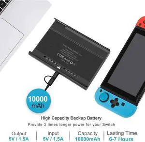 10000mAh Battery Pack for Nintendo Switch & OLED, Portable Pop-Up Backup Extended Battery Charger Case for Switch Games and Accessories, Black