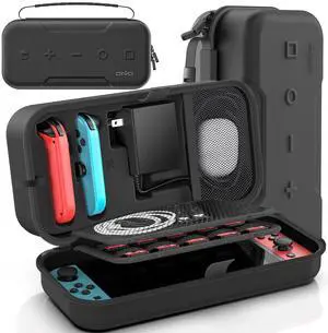 Switch Carrying Case Compatible with Nintendo & OLED, Portable Switch Travel Carry Case Fit for Joy-Con and Adapter, Hard Shell Protective OLED Pouch Bag with 20 Games, Black Switch Carrying Case Compatible with Nintendo & OLED, Portable Switch Travel Carry Case Fit for Joy-Con and Adapter, Hard Shell Protective OLED Pouch Bag with 20 Games, Black