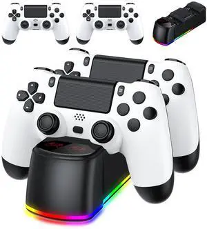 2 Pack Controller with Charger Dock for PS4 Wireless Game Controller, with LED Charging Dock Station, 2 USB Cable