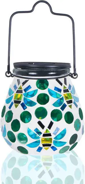 Outdoor Solar Lantern Waterproof Mosaic Glass Hanging Garden Light Bee Outdoor Solar Lantern Waterproof Mosaic Glass Hanging Garden Light Bee