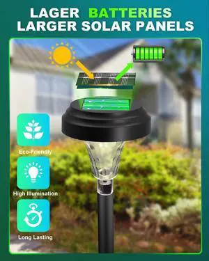 Solar Pathway Lights 12 Pack, Outdoor Solar Garden Yard Light RGB Color Changing+Warm White IP67 Waterproof, Solar Powered Garden Lights for Walkway Yard Backyard Lawn Landscape