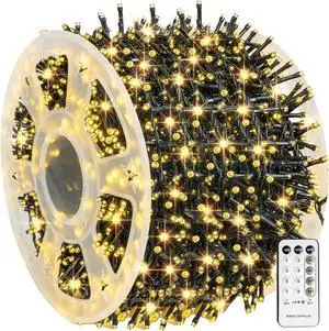 Dazzle Bright Outdoor Christmas String Lights, 1000 LED 328 FT Plug in Fairy Light with Remote Control 8 Modes & Timer, Waterproof Decoration for Home Garden Yard Xmas Wedding, Warm White Dazzle Bright Outdoor Christmas String Lights, 1000 LED 328 FT Plug in Fairy Light with Remote Control 8 Modes & Timer, Waterproof Decoration for Home Garden Yard Xmas Wedding, Warm White