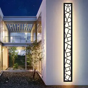 Outdoor Wall Lights 45.3inch Modern Outdoor Wall Sconce LED Long Wall Sconces Black Front Porch Light Waterproof Led Wall Light IP67 3000K Exterior Lighting fixtures