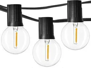 Outdoor String Lights 48ft with 23+2 Spare Bulbs, Shatterproof Dimmable Waterproof, LED 1W 60LM 2200K Warm Glow for Indoor/Outdoor Decoration and Lighting -Black Wire Outdoor String Lights 48ft with 23+2 Spare Bulbs, Shatterproof Dimmable Waterproof, LED 1W 60LM 2200K Warm Glow for Indoor/Outdoor Decoration and Lighting -Black Wire