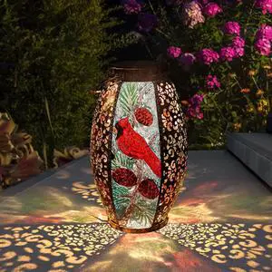 Solar Lanterns Outdoor Hanging Light Cardinal LED Glass Light Waterproof Solar Lanterns Outdoor Hanging Light Cardinal LED Glass Light Waterproof