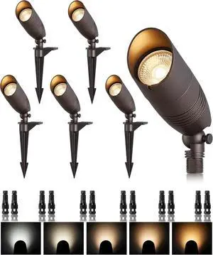 Low Voltage Tree Uplighting Outdoor with 5 Color Temperature | 7W 5CCT, 12V Wired LED Landscape Spot Lighting Outdoor for Tree Wall, 60° Beam Angle, Aluminum, Bronze, 6PK Low Voltage Tree Uplighting Outdoor with 5 Color Temperature | 7W 5CCT, 12V Wired LED Landscape Spot Lighting Outdoor for Tree Wall, 60° Beam Angle, Aluminum, Bronze, 6PK