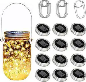 Ostritec Solar Mason Jar Lights Lids, 12 Pack 30 Led Fairy Lights(Jars Not Included), Outdoor Hanging Mason Jar Solar Lights, Fairy in a Jar Firefly Lights for Patio Garden Table Decor Gifts Ostritec Solar Mason Jar Lights Lids, 12 Pack 30 Led Fairy Lights(Jars Not Included), Outdoor Hanging Mason Jar Solar Lights, Fairy in a Jar Firefly Lights for Patio Garden Table Decor Gifts