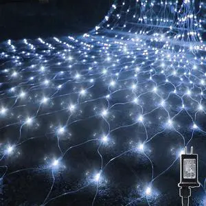 WATERGLIDE Outdoor Christmas Net Lights, 12FT x 5FT 360 LED Mesh String Light with 8 Lighting Modes, Connectable Waterproof Lights for Garden Tree Bushes, Holiday Wedding Party Decorations, White WATERGLIDE Outdoor Christmas Net Lights, 12FT x 5FT 360 LED Mesh String Light with 8 Lighting Modes, Connectable Waterproof Lights for Garden Tree Bushes, Holiday Wedding Party Decorations, White