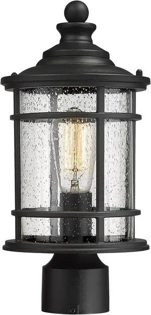 Emliviar Outdoor Post Light Fixtures, 15 Inch Farmhouse Modern Lamp Post Lighting for Outside, Black Finish with Seeded Glass, XE229P BK Emliviar Outdoor Post Light Fixtures, 15 Inch Farmhouse Modern Lamp Post Lighting for Outside, Black Finish with Seeded Glass, XE229P BK