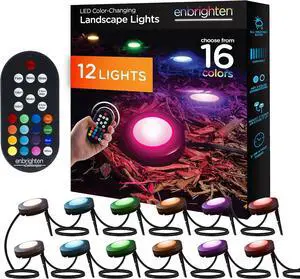 Enbrighten LED Ground Lights, 12 Path Lights, 110ft, Color Changing, Remote Control, Outdoor Path Lighting, 41017 Enbrighten LED Ground Lights, 12 Path Lights, 110ft, Color Changing, Remote Control, Outdoor Path Lighting, 41017