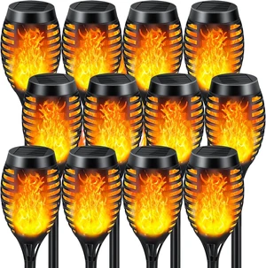 12 Pack Flickering Flame Solar Torch Lights for Decorations 12 Pack Flickering Flame Solar Torch Lights for Decorations