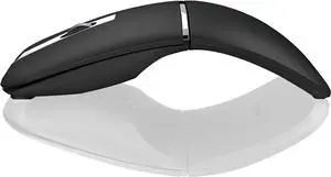 Arc Bluetooth Mouse, Ultra-Thin Rechargeable Rotating Wireless Mice, Dual Mode (BT5.0/3.0+2.4G), Portable Travel Arc Mouse Suitable for Laptop, PC, Mac, Tablet, iPad - Black