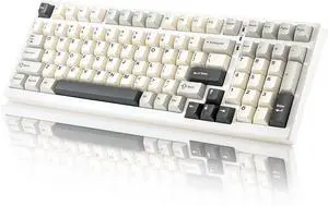 YUNZII YZ98 Gasket Mechanical Keyboard,99 Key Hot Swappable BT5.0/2.4G/USB-C Wireless NKRO 98% 1800 Layout with RGB LED Backlit for Linux/Win/Mac(Milk Switch, White)