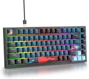 75% Percent Keyboard Programmable,82 Keys Wired Hot-swappable RGB Mechanical Gaming Keyboard Gasket Mount with White Switches for Mac/Win (75% Monster)
