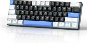 MageGee 60% Mechanical Keyboard, Gaming Keyboard with Red Switches and Sea Blue Backlit, 61 Keys, USB-C, Windows/Mac Compatible